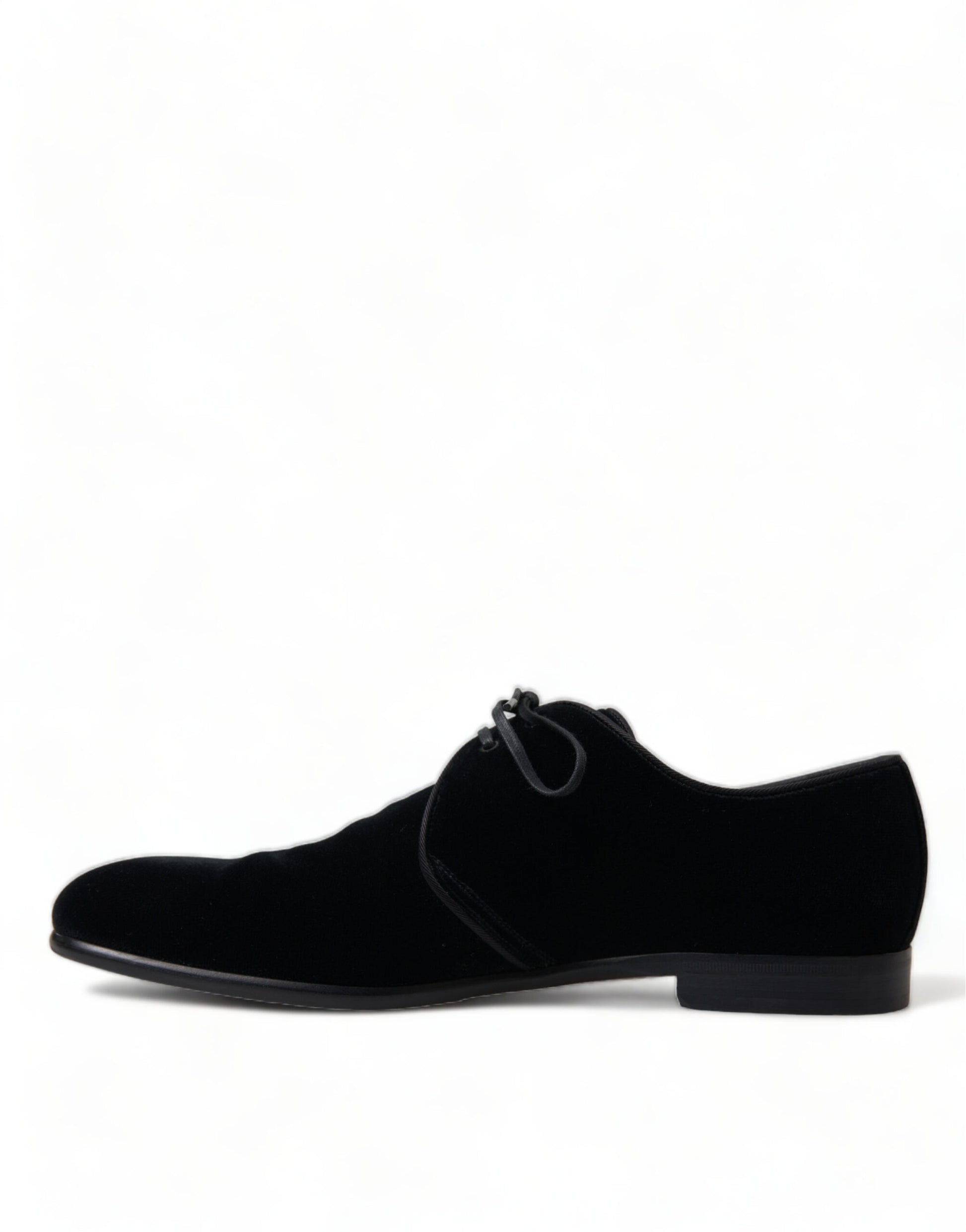 Schwarze, formelle Derby-Schuhe aus Samt mit Schnürung