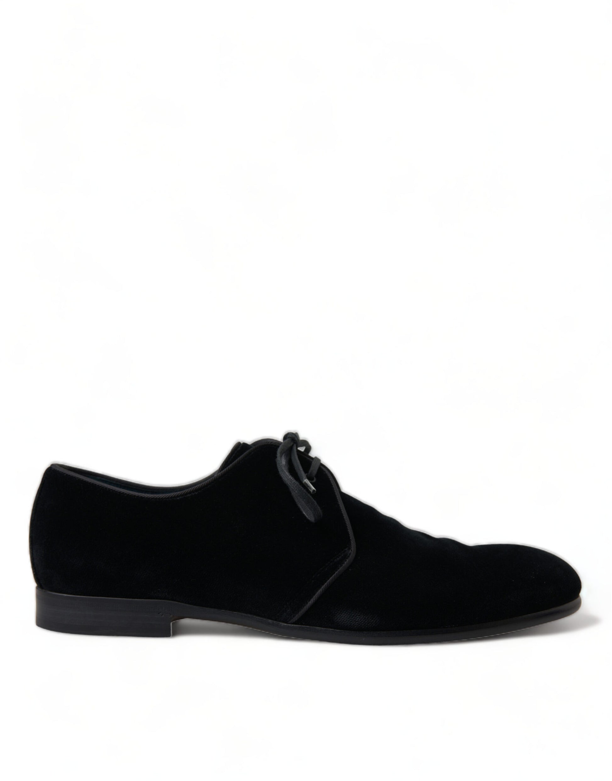 Schwarze, formelle Derby-Schuhe aus Samt mit Schnürung