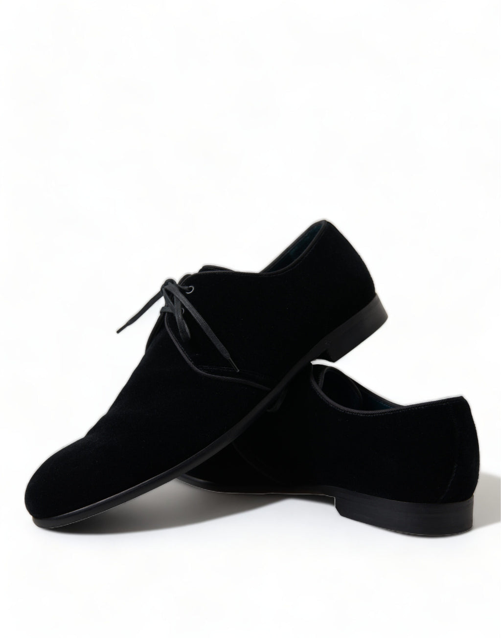 Schwarze, formelle Derby-Schuhe aus Samt mit Schnürung