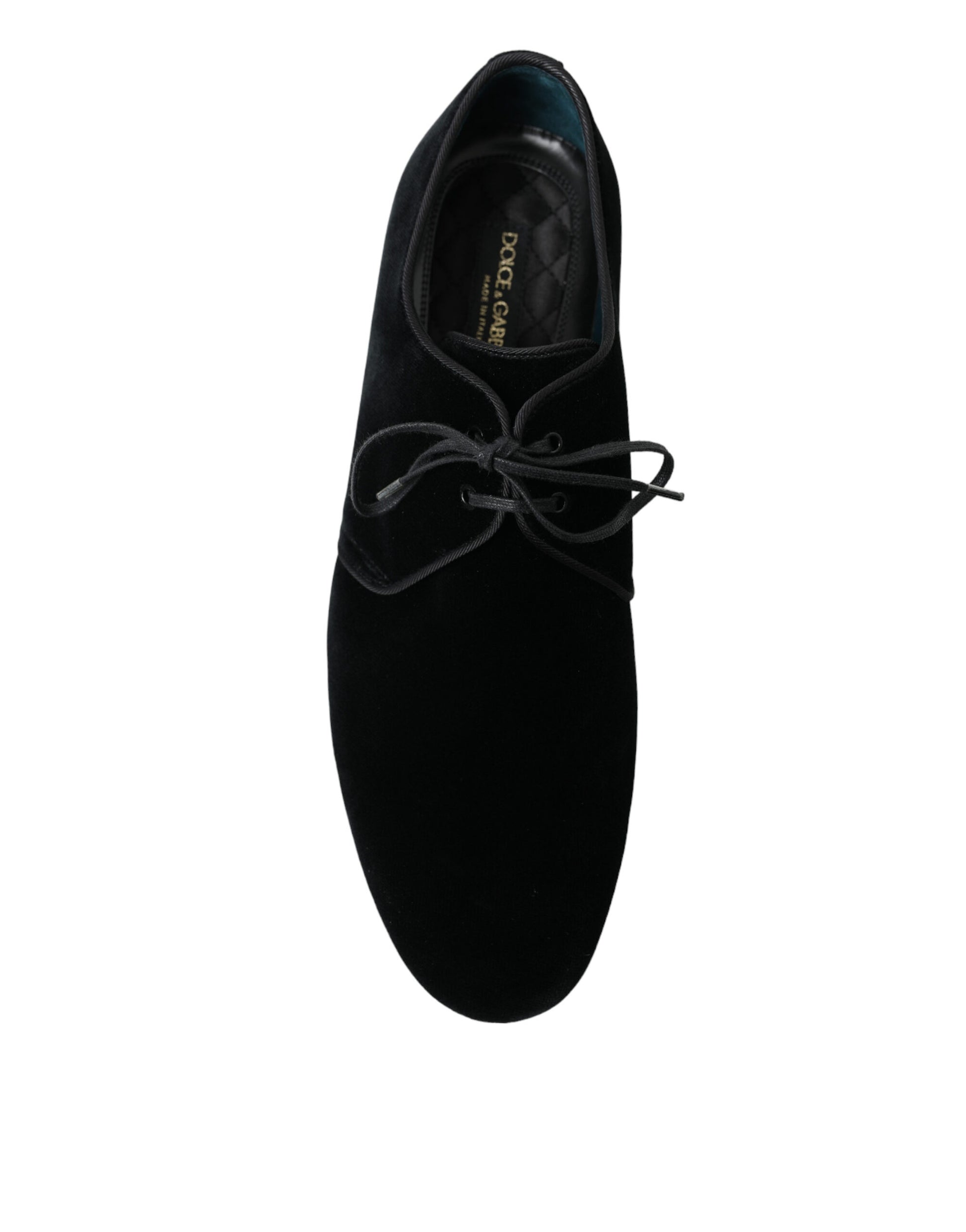 Schwarze, formelle Derby-Schuhe aus Samt mit Schnürung