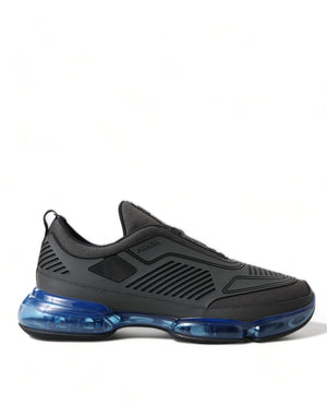 Schwarz Blau Gummi Strick Slip On Low Top Sneakers Schuhe