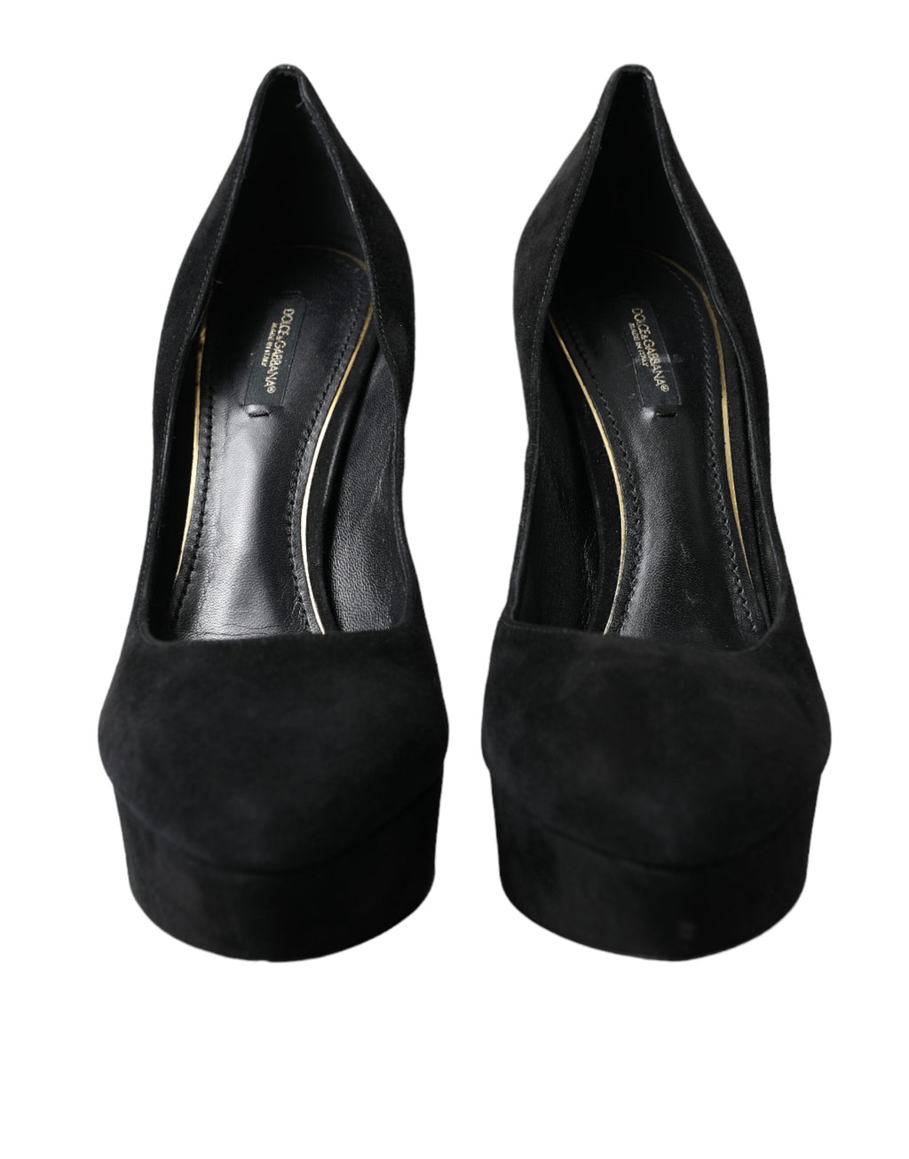 Schwarze Wildleder-Pumps mit Plateauabsatz