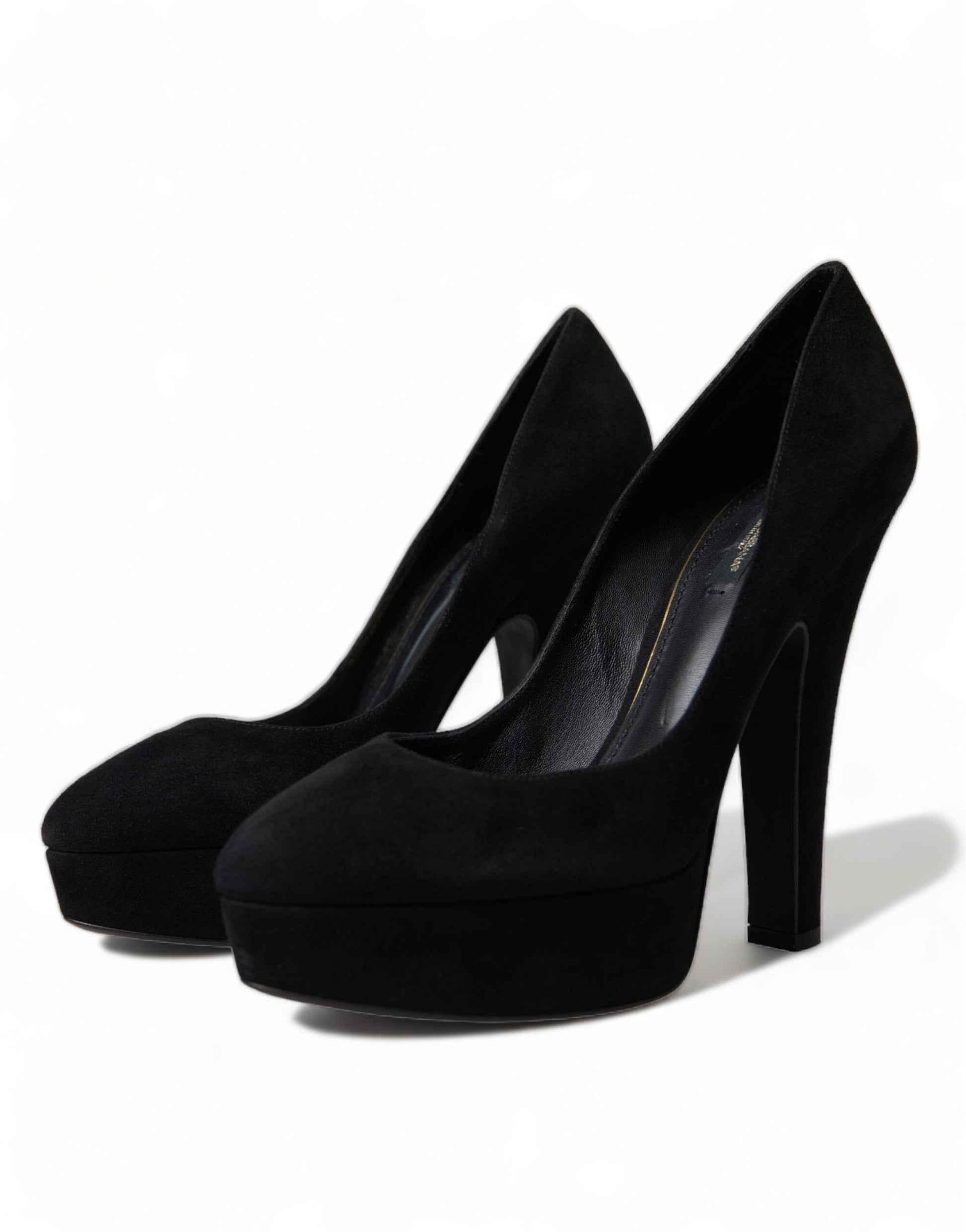Schwarze Wildleder-Pumps mit Plateauabsatz