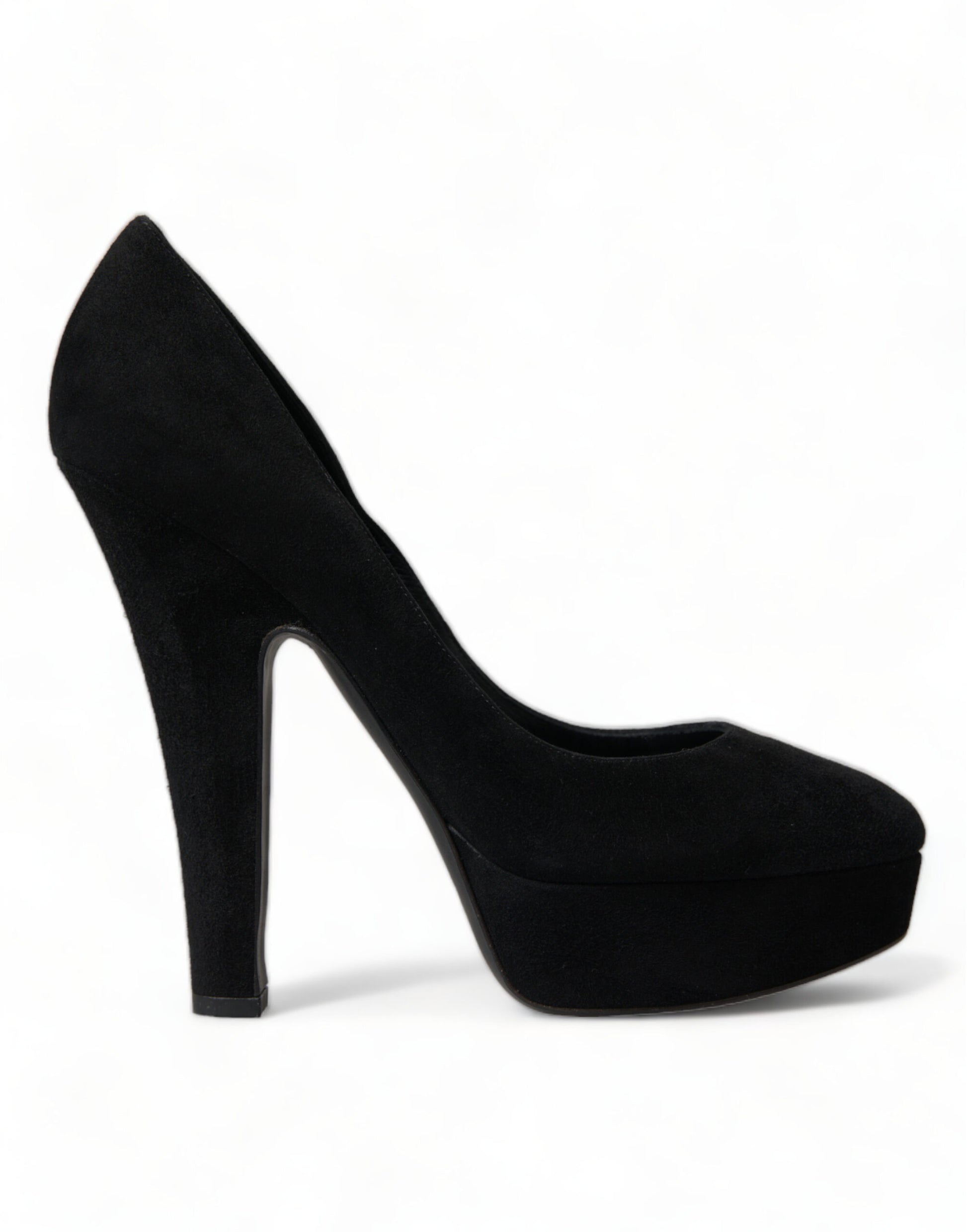 Schwarze Wildleder-Pumps mit Plateauabsatz