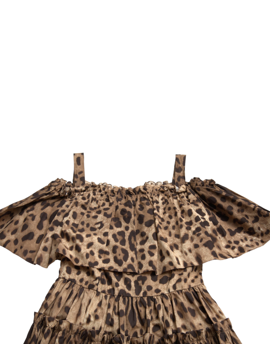 Braunes ärmelloses A-Linien-Kleid mit Leopardenmuster