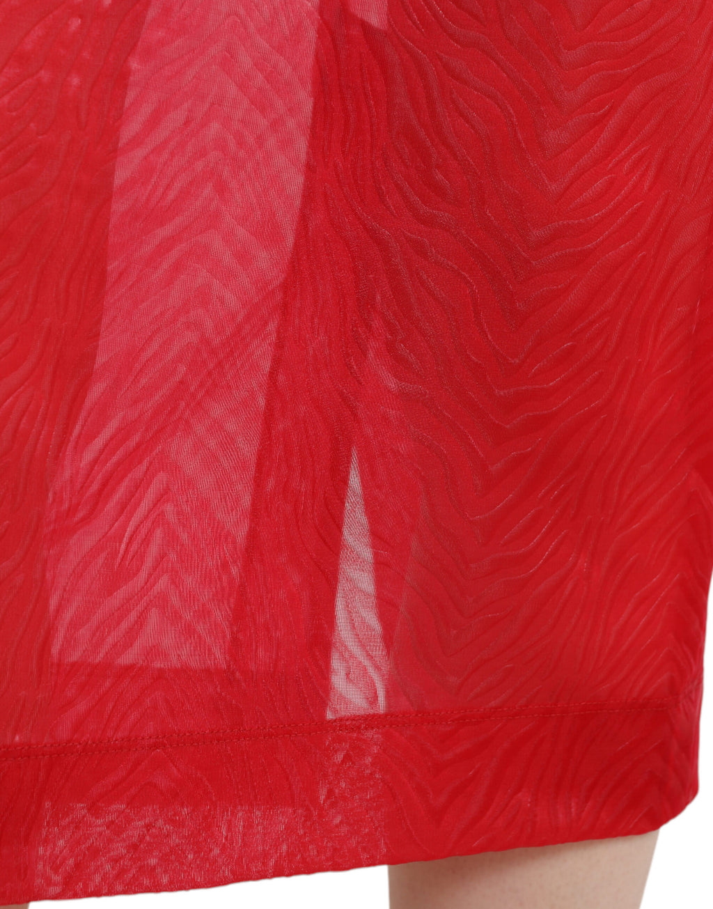 Roter transparenter Midirock mit hoher Taille und Bleistiftschnitt