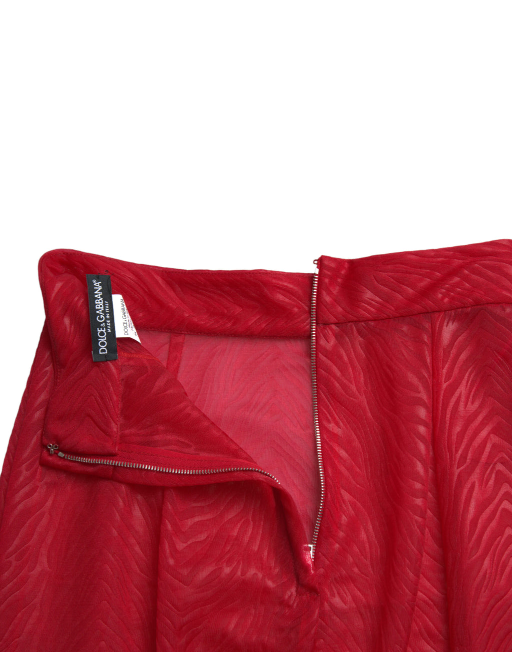 Roter transparenter Midirock mit hoher Taille und Bleistiftschnitt