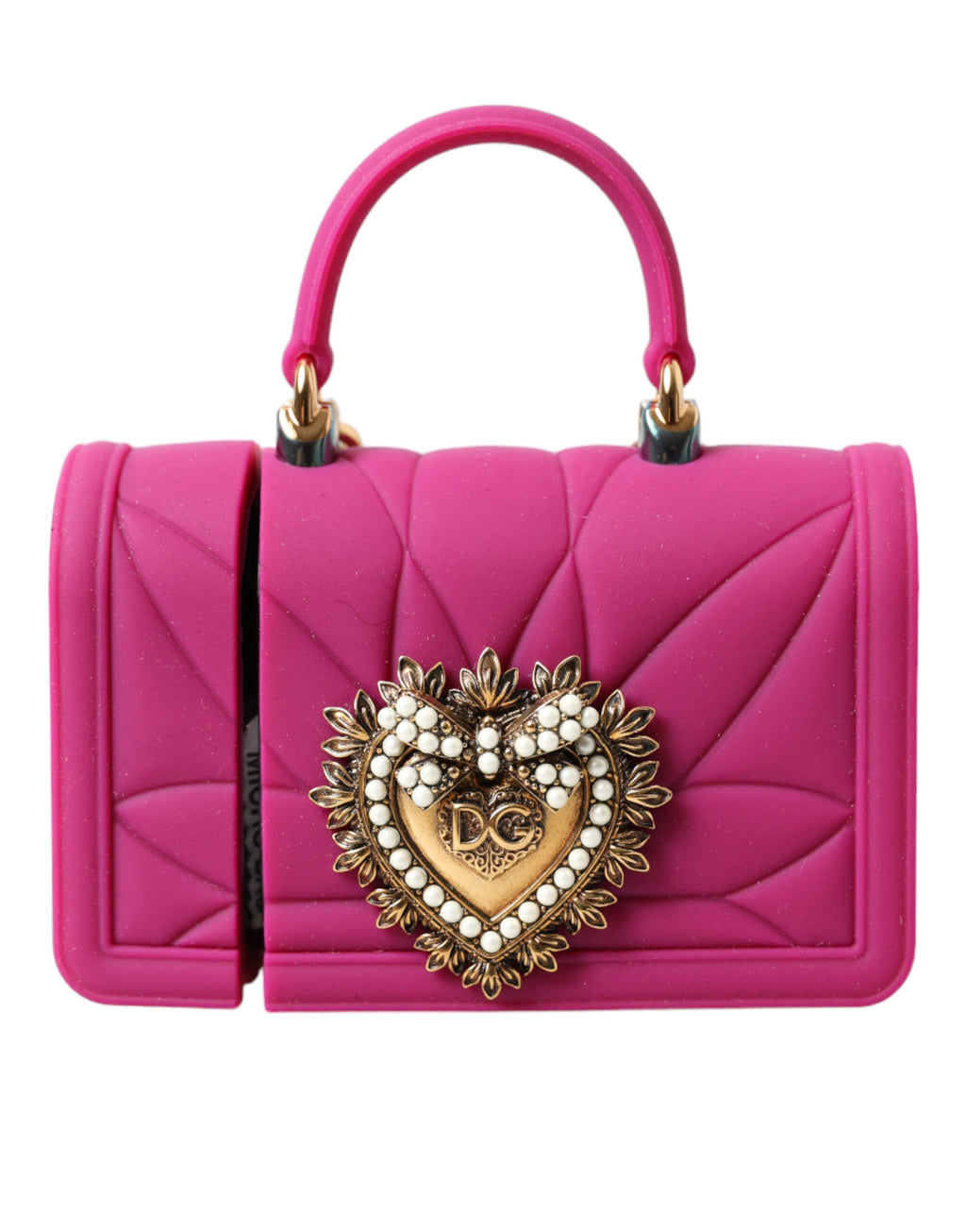 Pinke Silikon-Devotion-Herztasche mit goldener Kette für Airpods