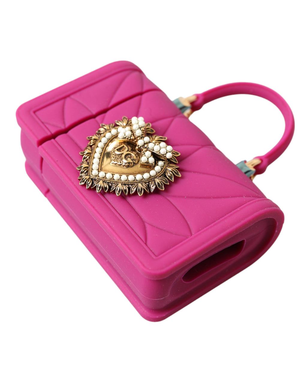 Pinke Silikon-Devotion-Herztasche mit goldener Kette für Airpods