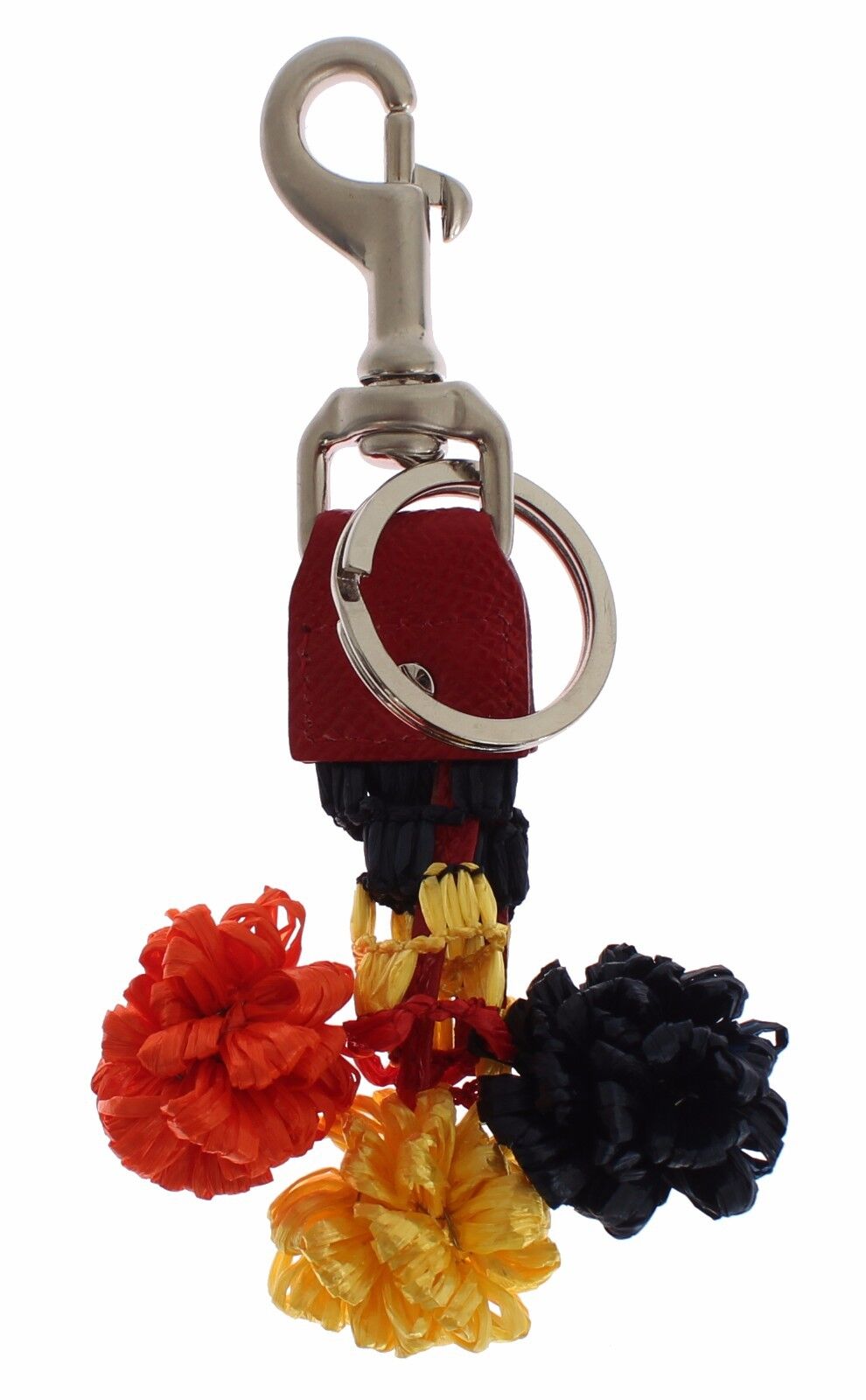 Mehrfarbiger Schlüsselanhänger mit Raffia-Lederverschluss