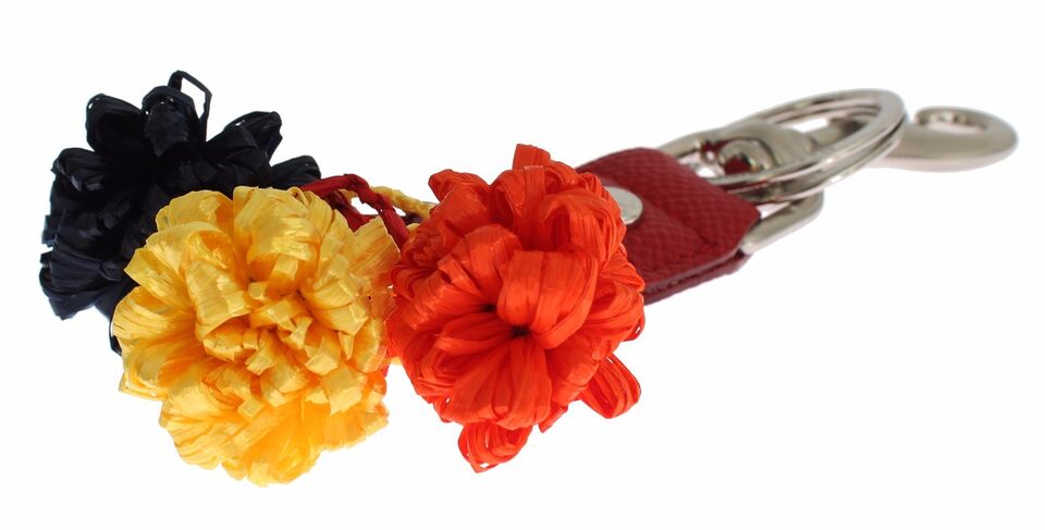 Mehrfarbiger Schlüsselanhänger mit Raffia-Lederverschluss
