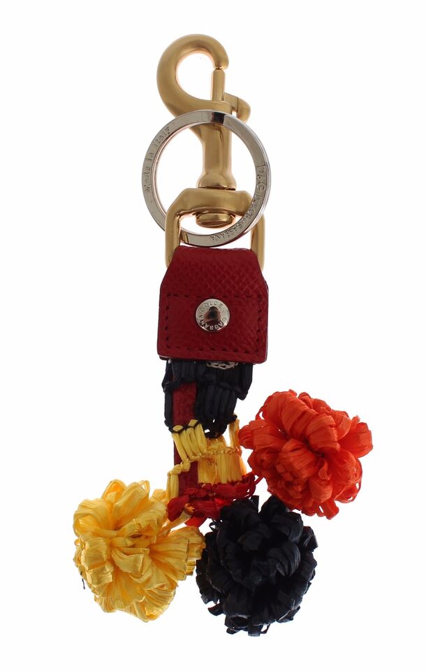 Goldgelber Raffia-Leder-Verschlussfinder-Kette-Schlüsselring