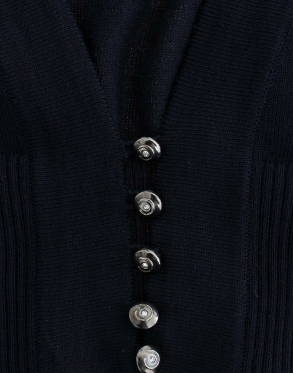 Blue cropped wool cardigan