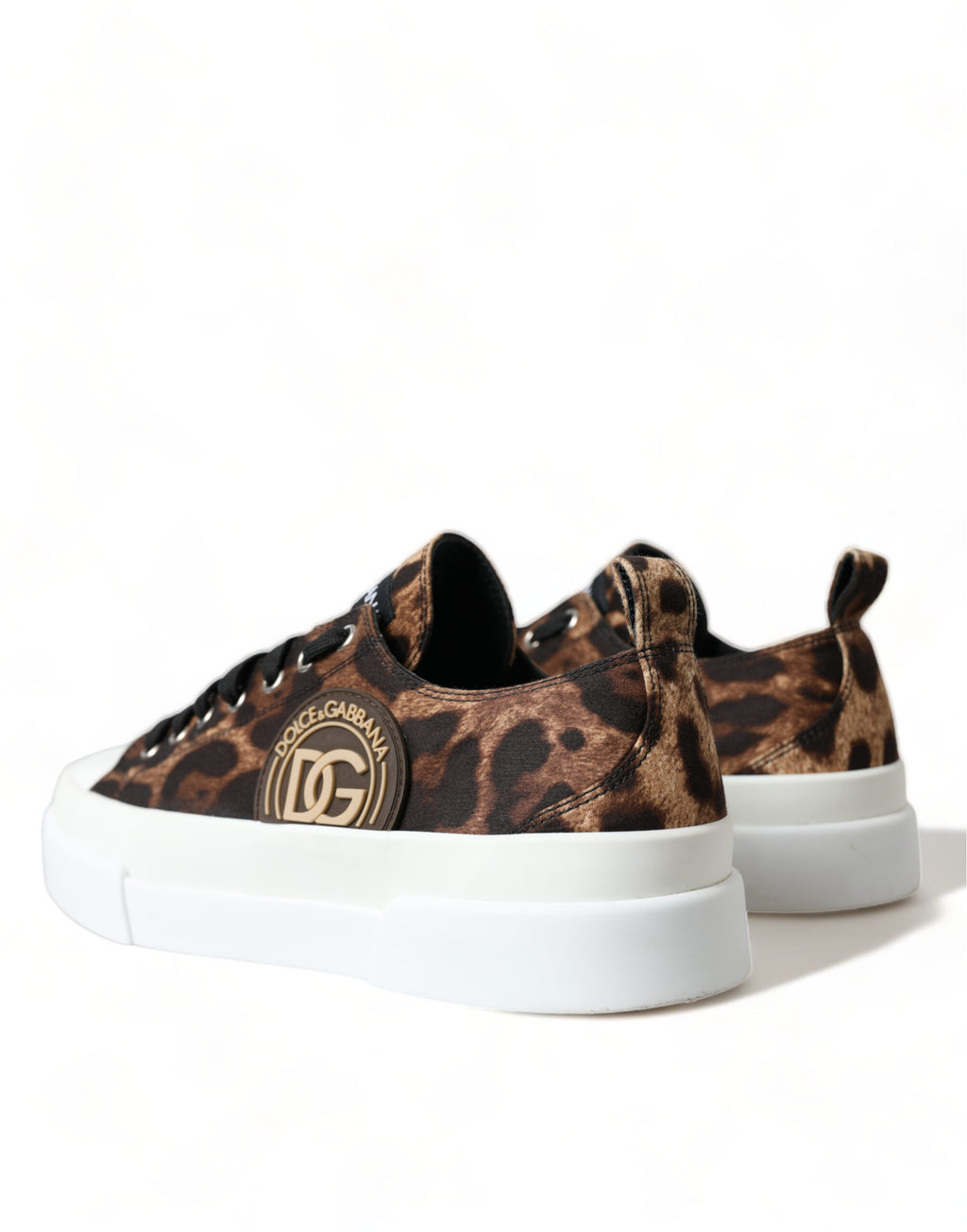 Braune Canvas-Sneakers mit Leopardenmuster