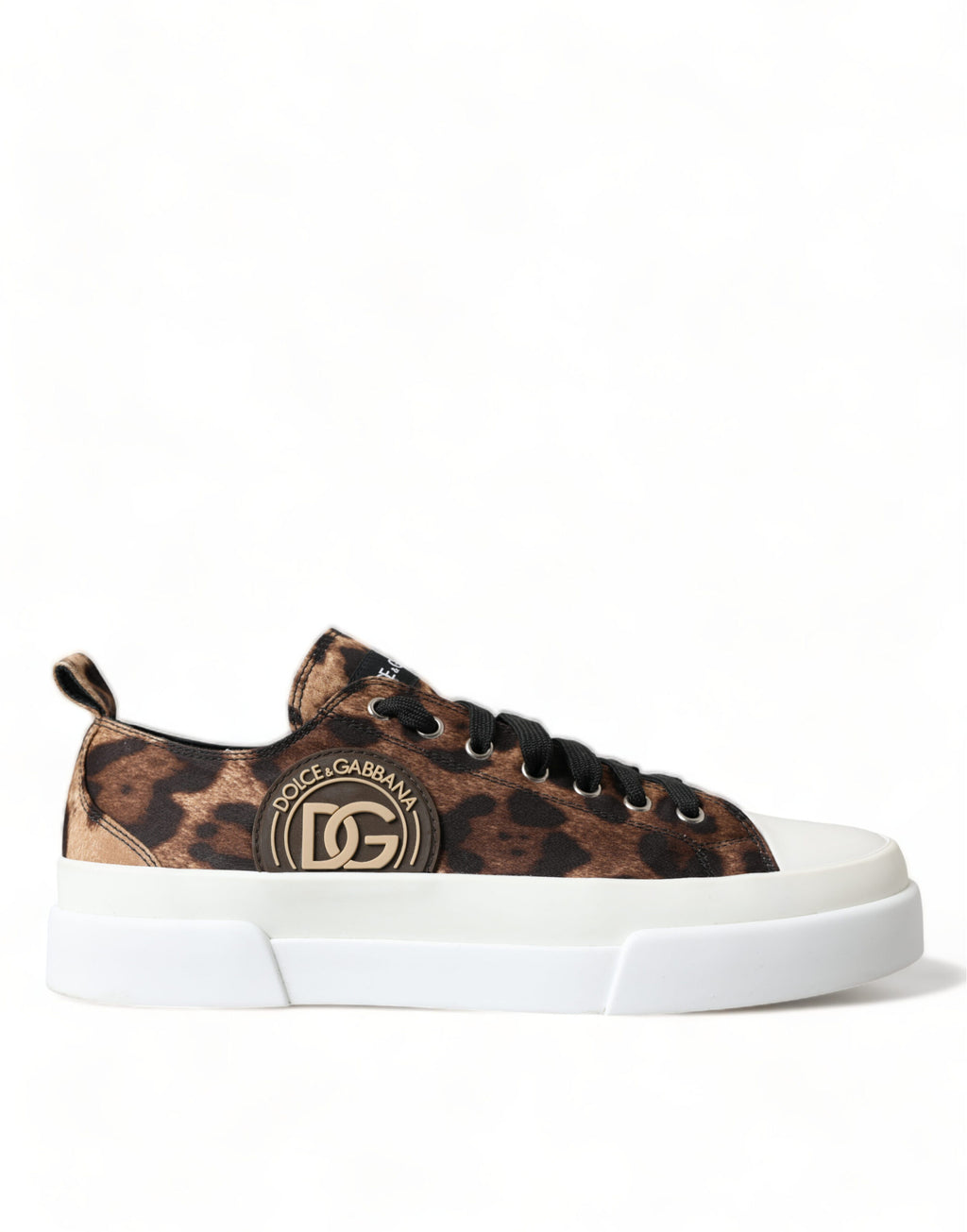 Braune Canvas-Sneakers mit Leopardenmuster