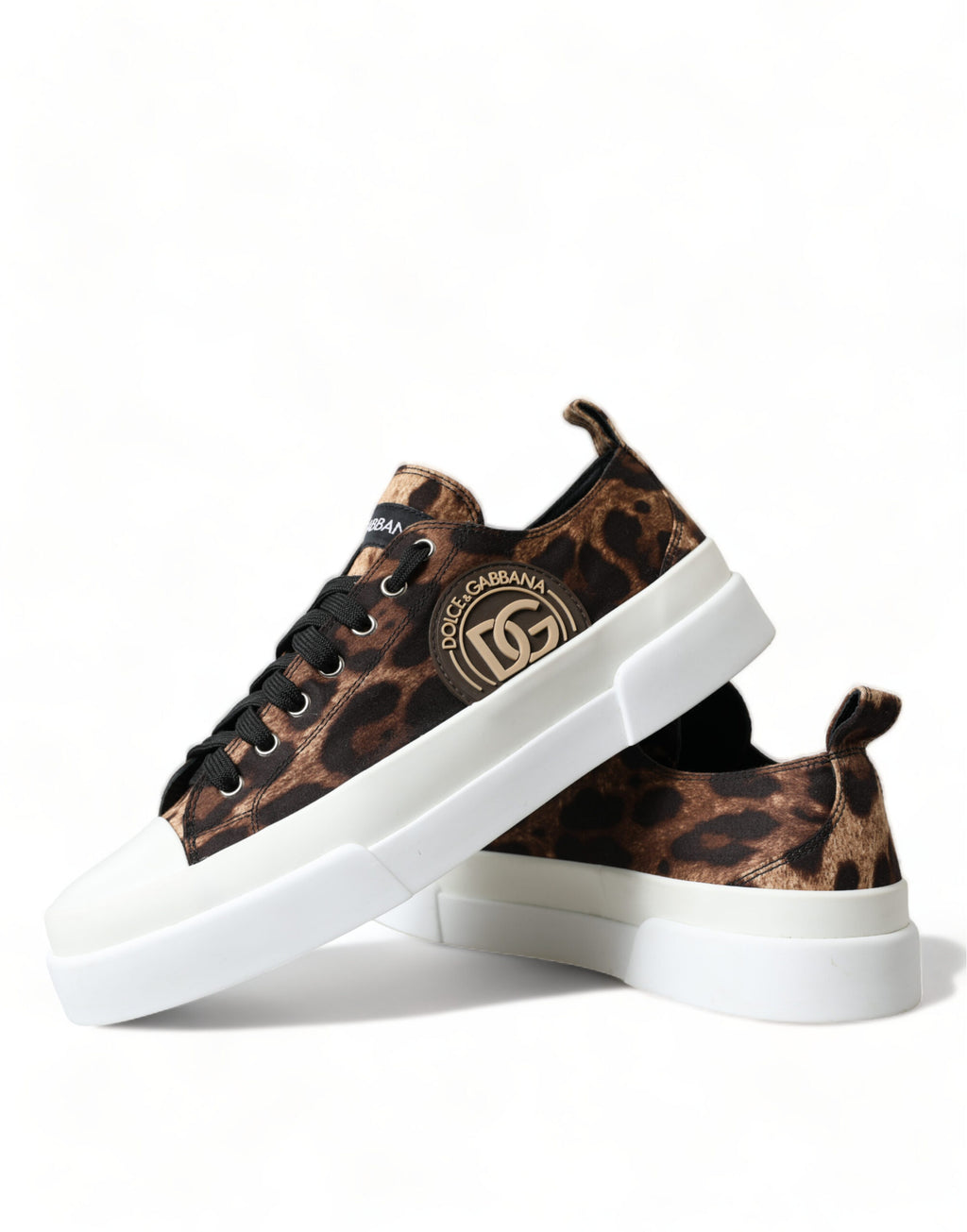 Braune Canvas-Sneakers mit Leopardenmuster