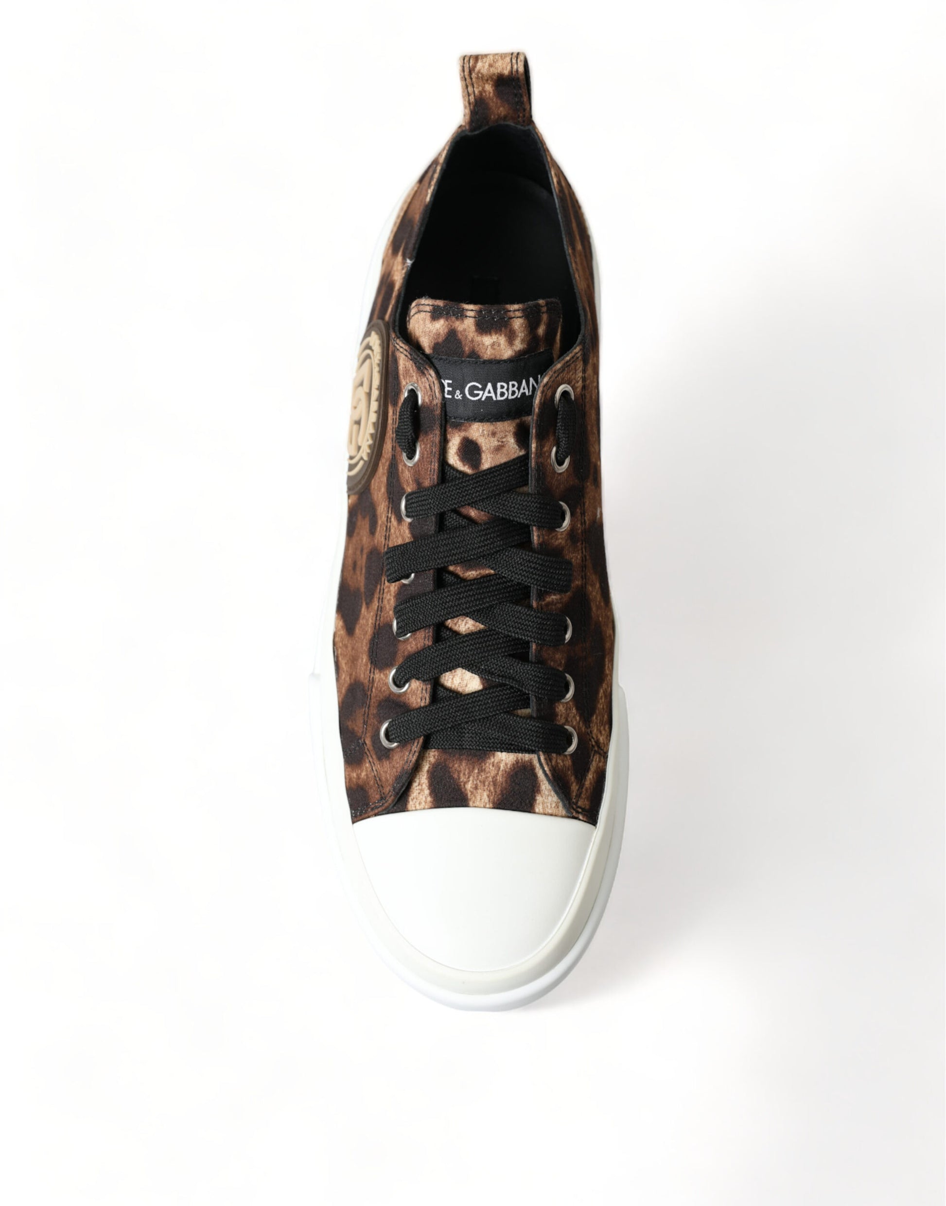 Braune Canvas-Sneakers mit Leopardenmuster