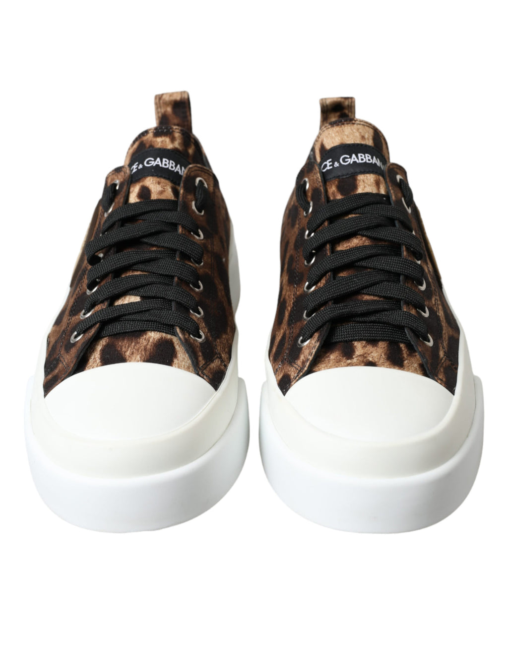 Braune Canvas-Sneakers mit Leopardenmuster
