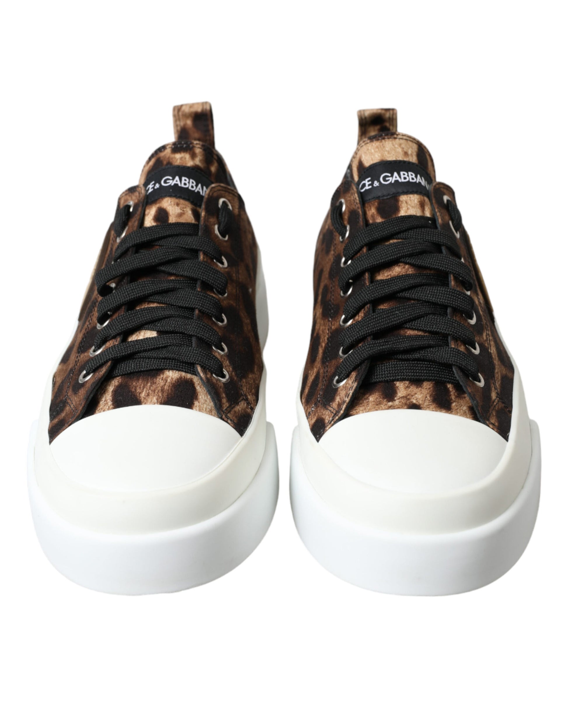 Braune Canvas-Sneakers mit Leopardenmuster