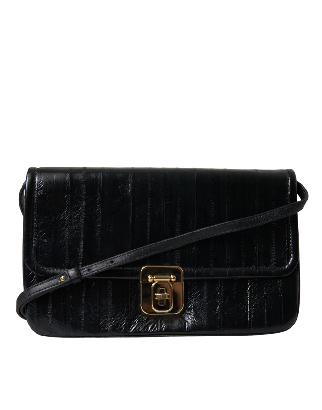 Schwarze Dokumenten-Schultertasche aus Aalleder