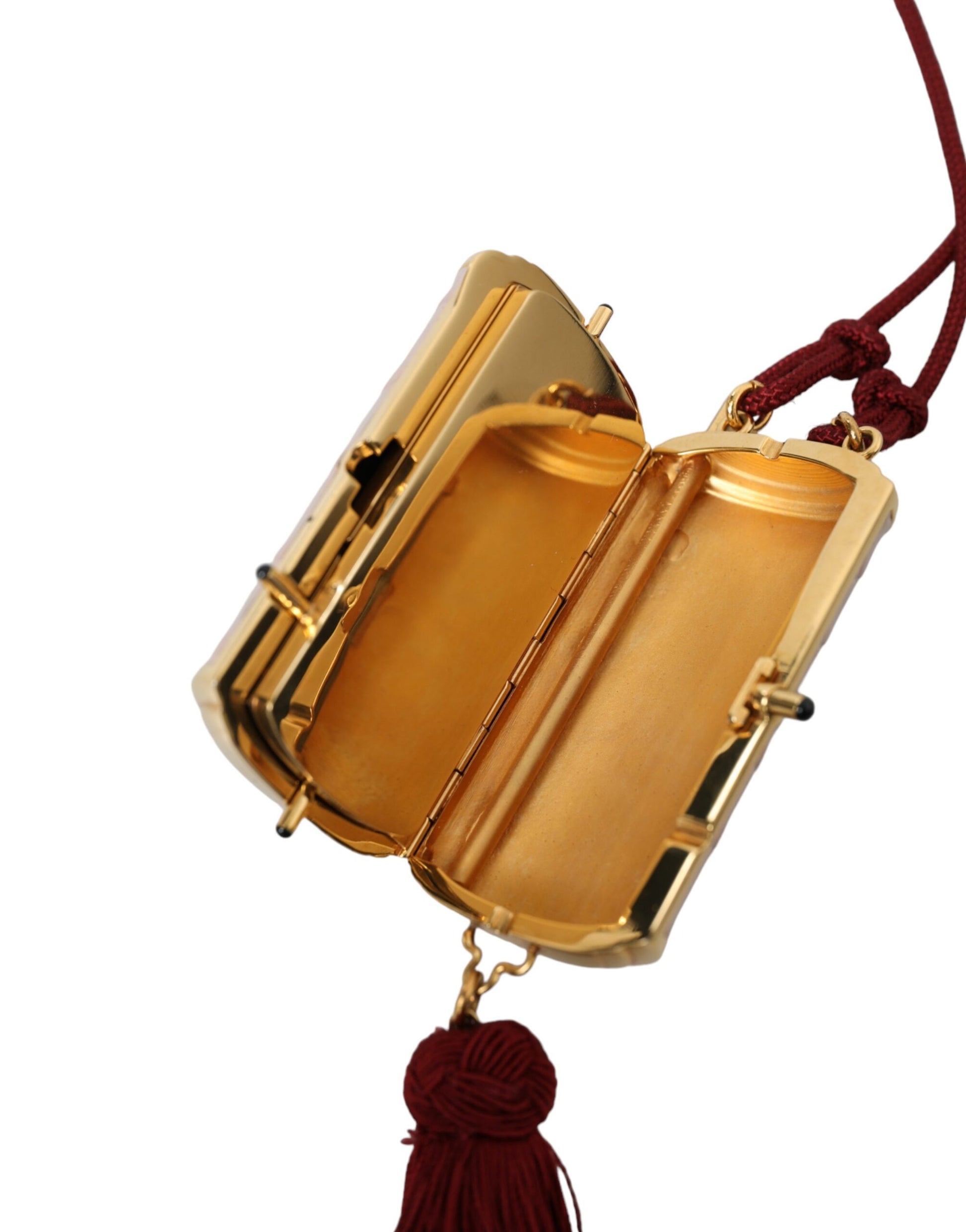Rosafarbene Mini-Kosmetiktasche aus exotischem Leder mit Spiegel und Quaste