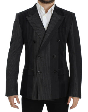 Grau gestreifter Blazer aus Wollstretch