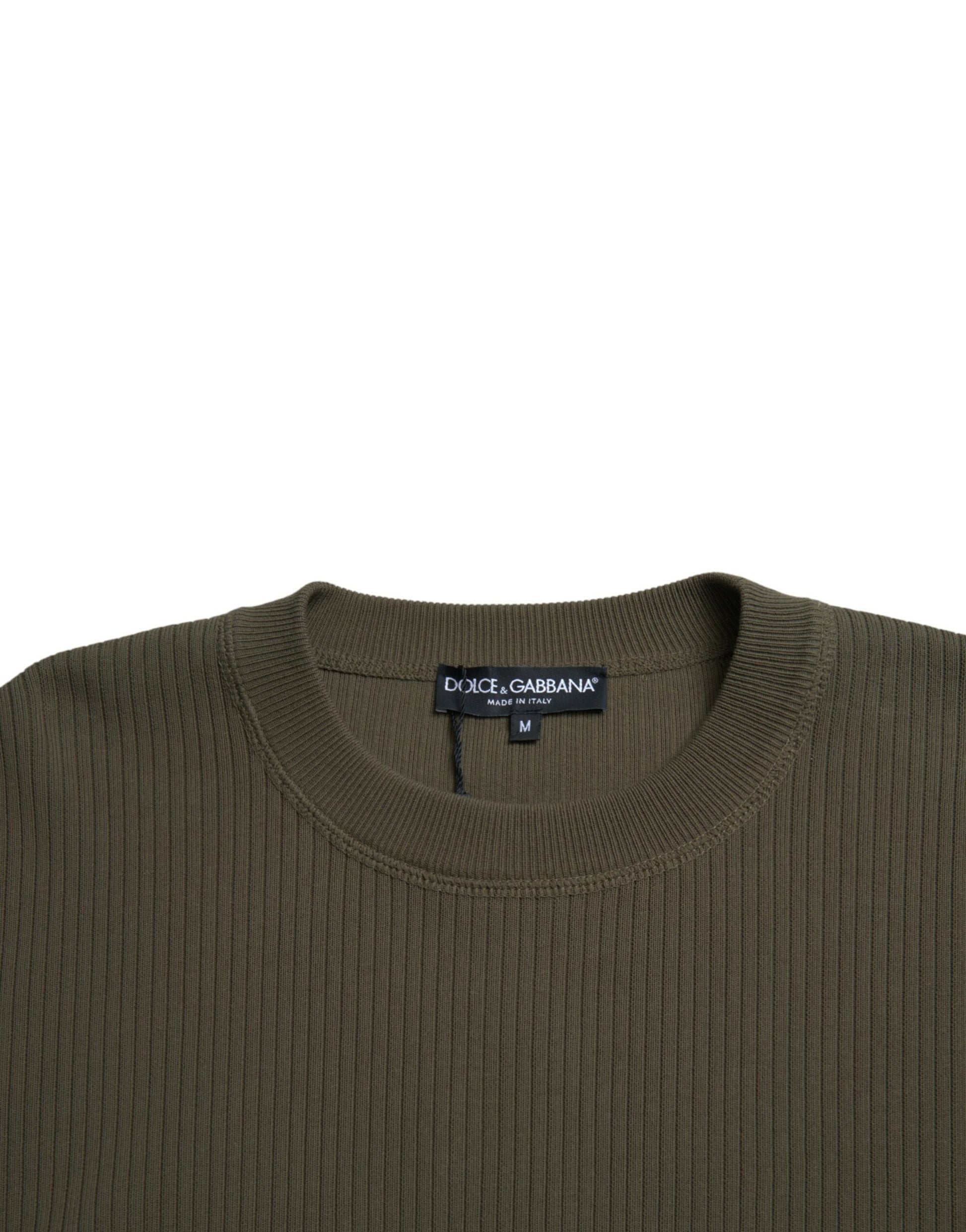 Grüner Herrenpullover aus Baumwolle mit Rundhalsausschnitt