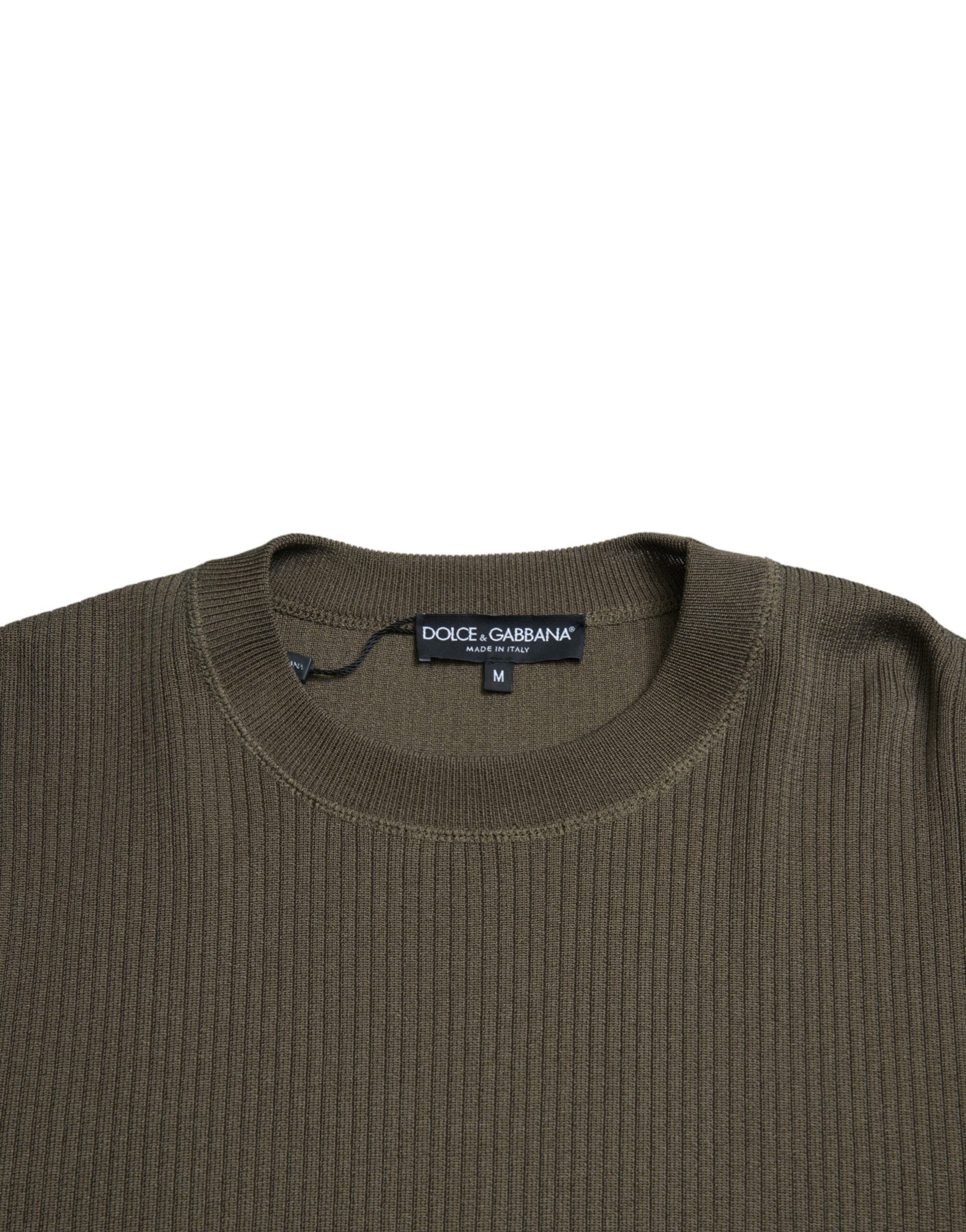 Grüner Viskose-Pullover mit Rundhalsausschnitt für Herren