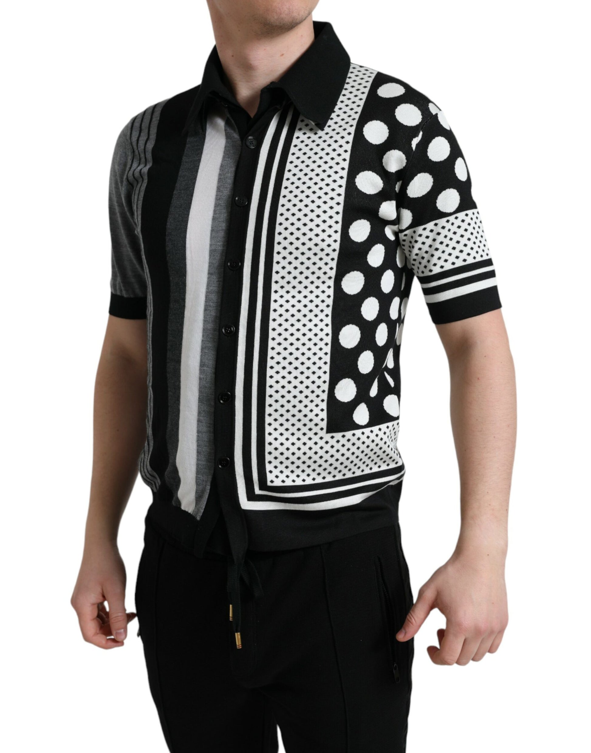 Schwarz Weiß Pullover Cardigan Polo Pullover