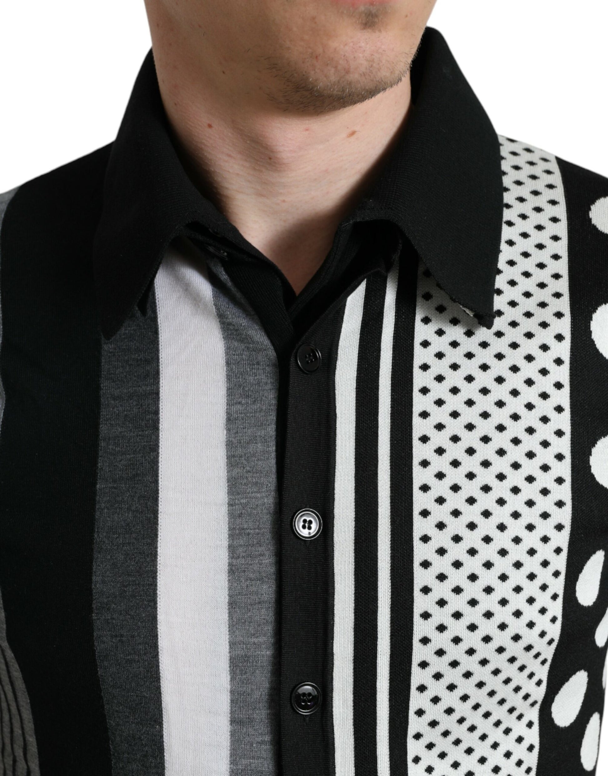 Schwarz Weiß Pullover Cardigan Polo Pullover