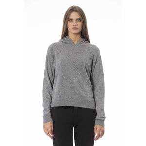 Grauer Viskose-Pullover für Damen