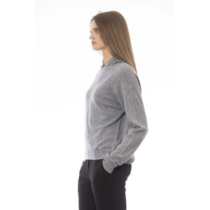 Grauer Viskose-Pullover für Damen