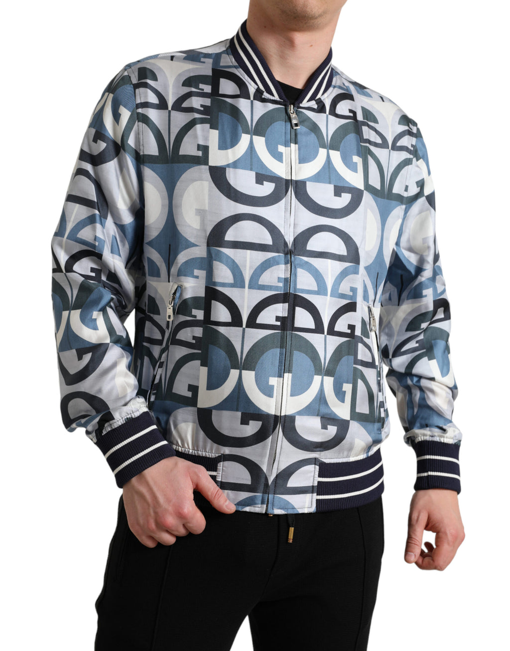 Mehrfarbige Bomber-Blousonjacke mit Logo-Print
