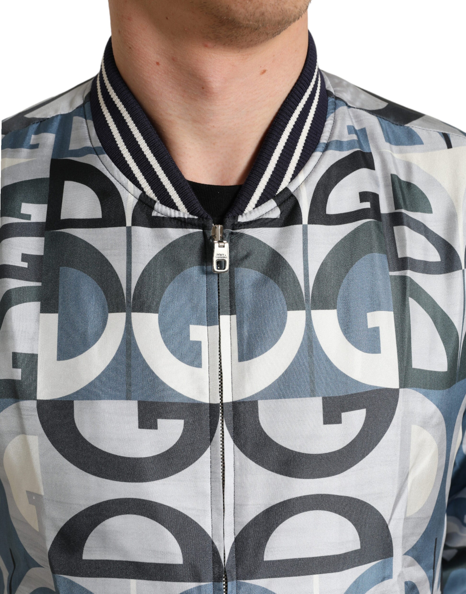 Mehrfarbige Bomber-Blousonjacke mit Logo-Print