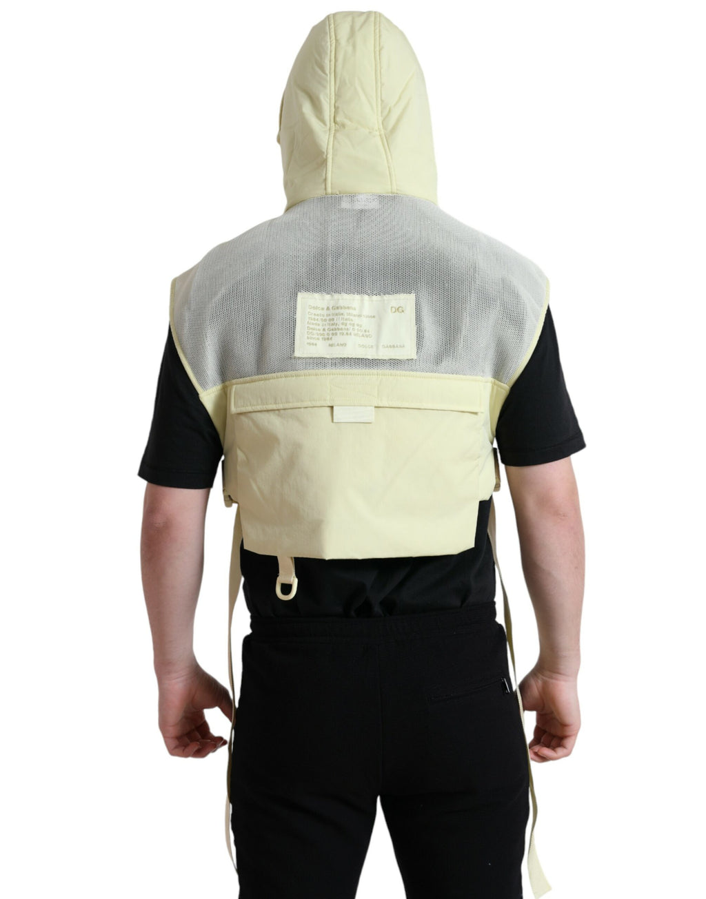 Gelbe Sportweste aus Nylon mit Kapuze