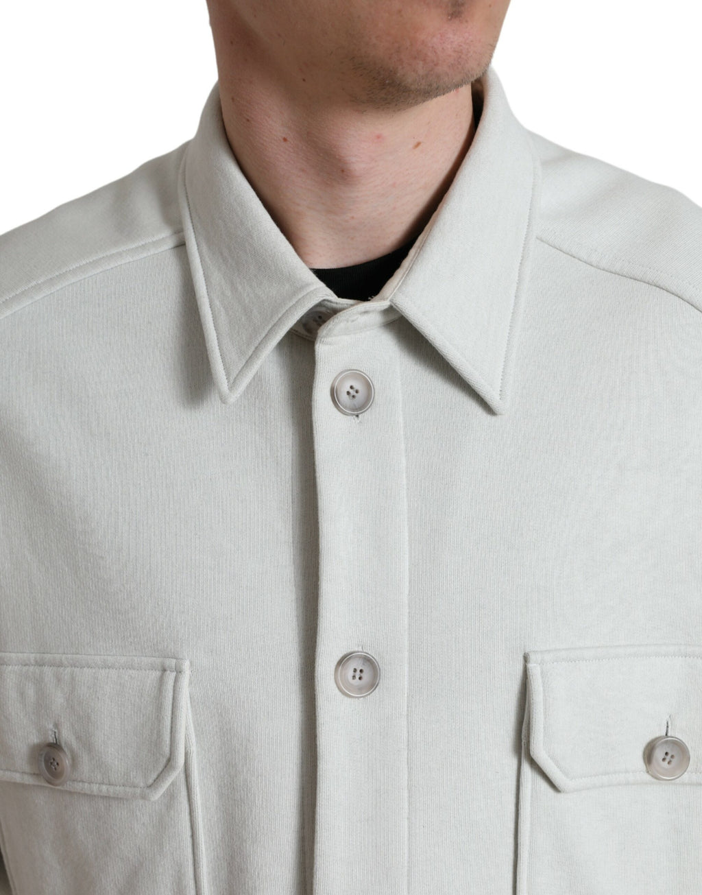 Graue Baumwolljacke mit Button-Down-Kragen
