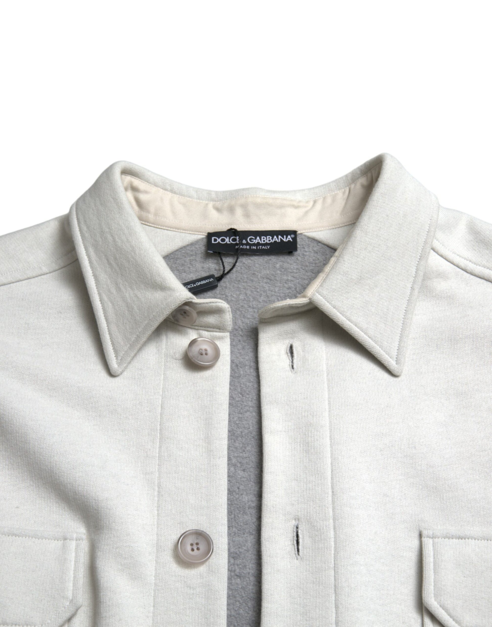 Graue Baumwolljacke mit Button-Down-Kragen