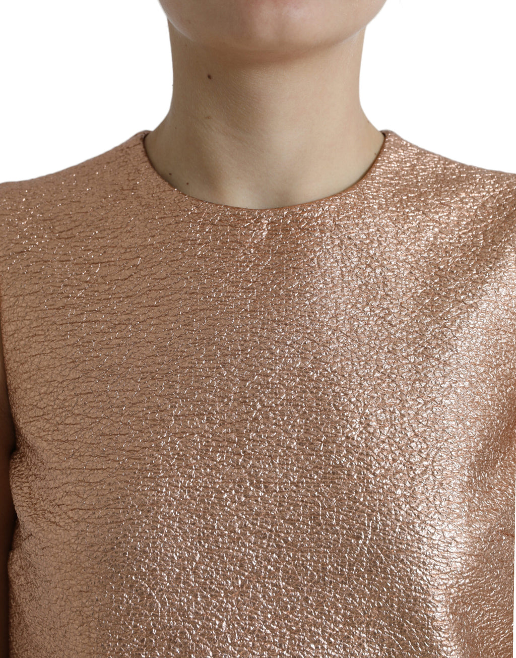 Rosafarbenes ärmelloses Mini-Etuikleid aus Jacquard