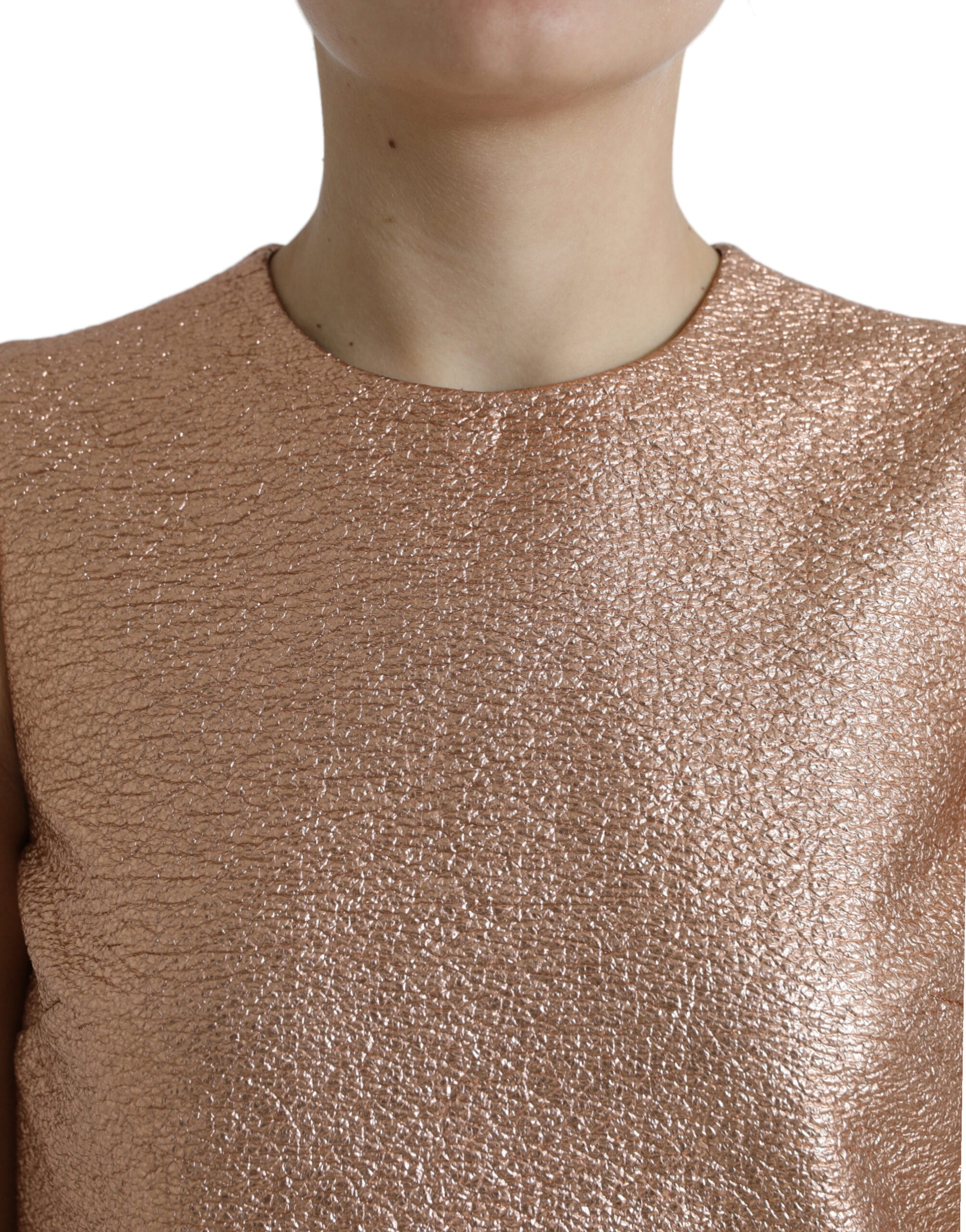 Rosafarbenes ärmelloses Mini-Etuikleid aus Jacquard