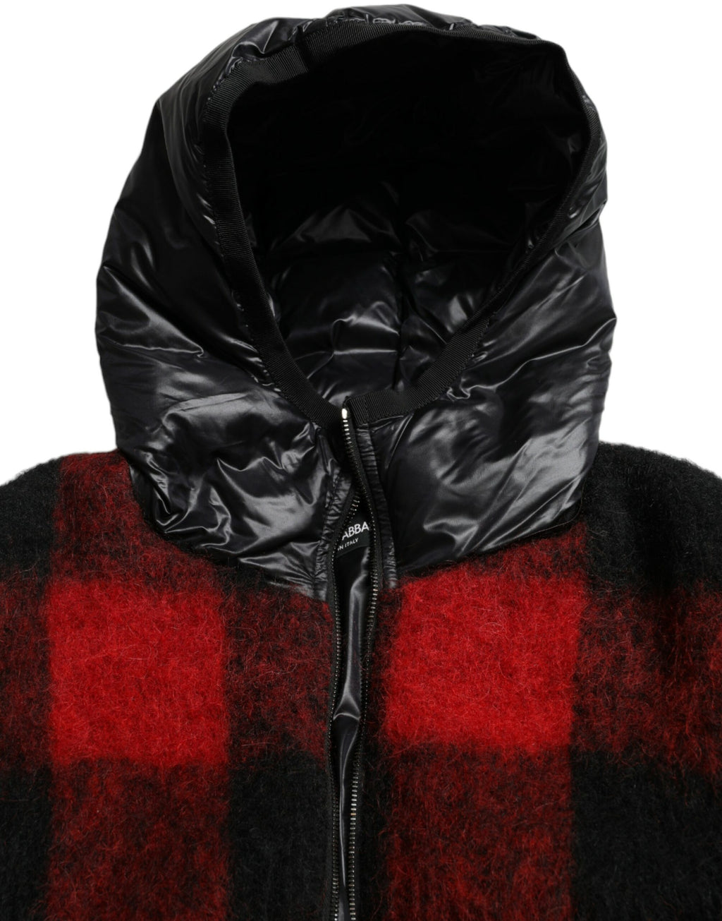 Schwarz-rote Poncho-Jacke mit Buffalo-Karomuster und Kapuze