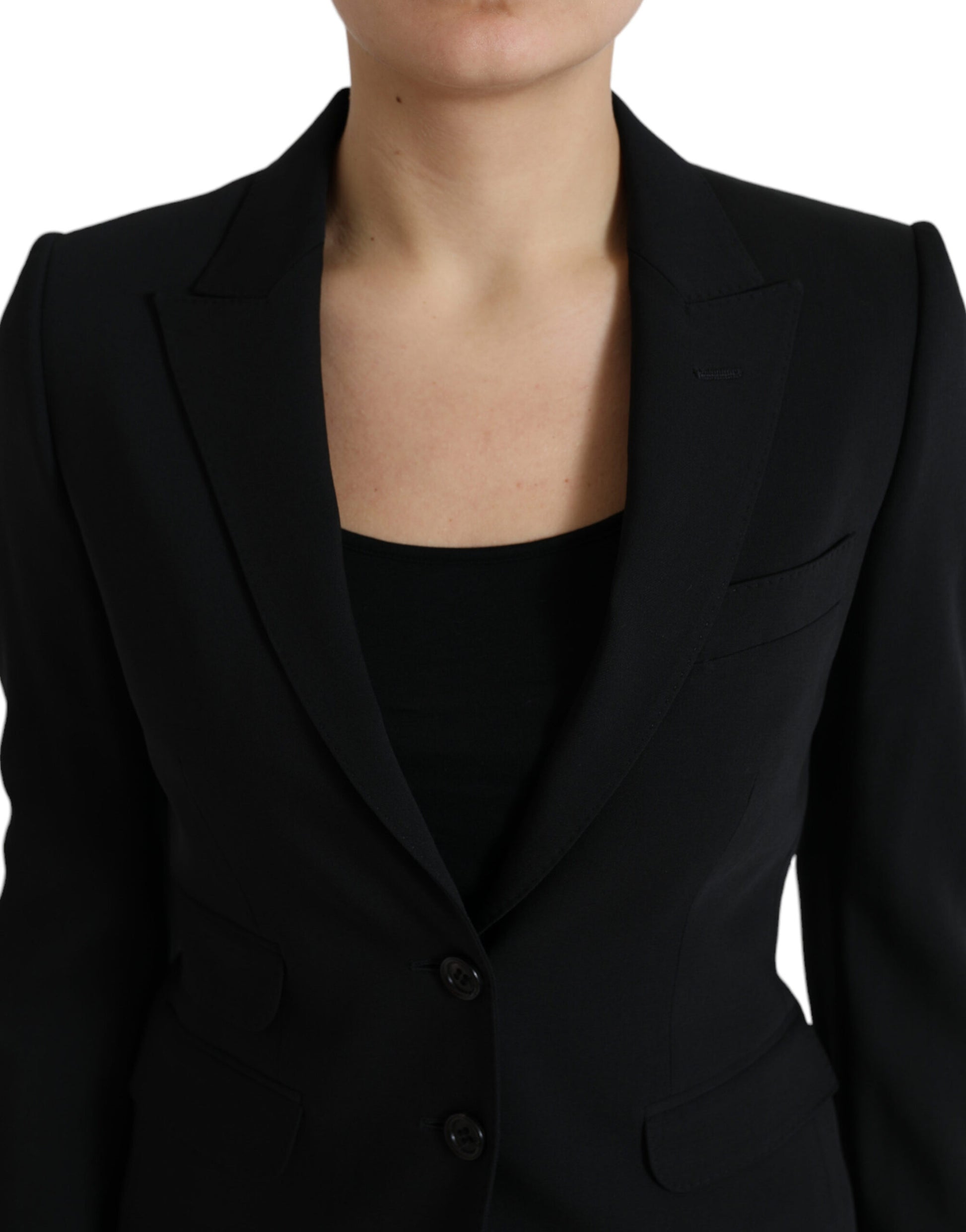 Schwarzer einreihiger Blazer aus Wolle