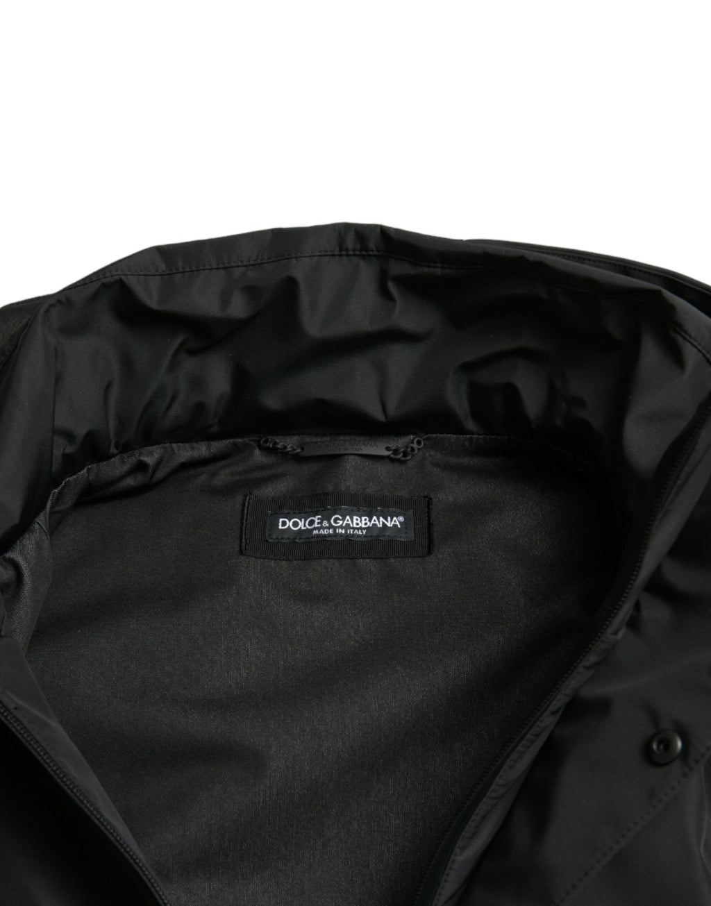 Schwarze Kapuzenjacke aus Polyester mit Logo-Plakette