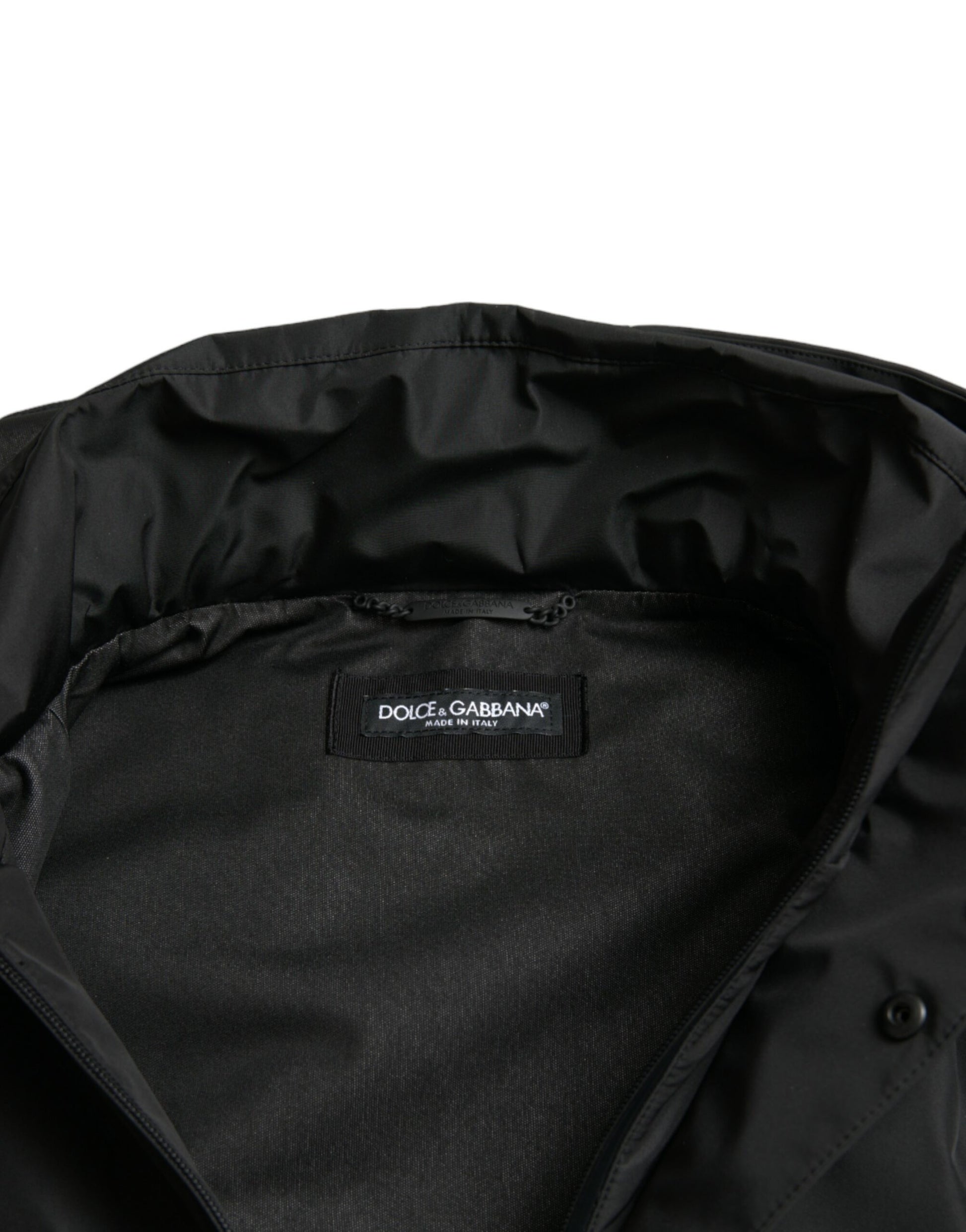 Schwarze Kapuzenjacke aus Polyester mit Logo-Plakette