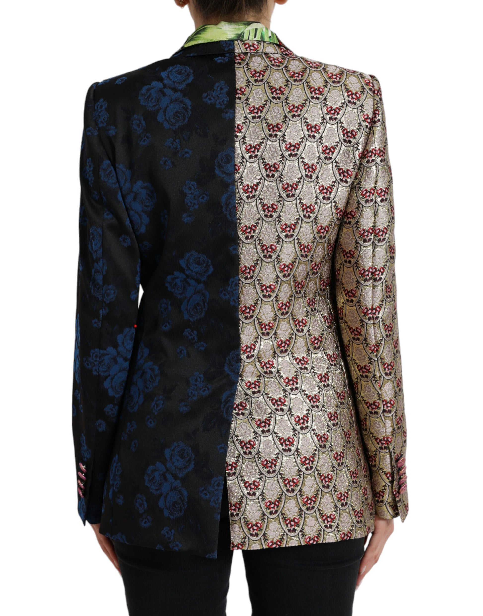 Mehrfarbige Jacquardjacke mit floralem Patchwork