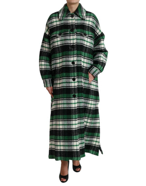 Grün karierte Langarm-Freizeitjacke