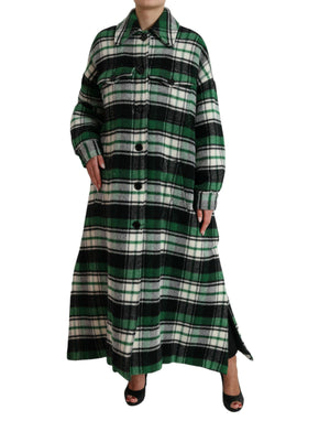Grün karierte Langarm-Freizeitjacke