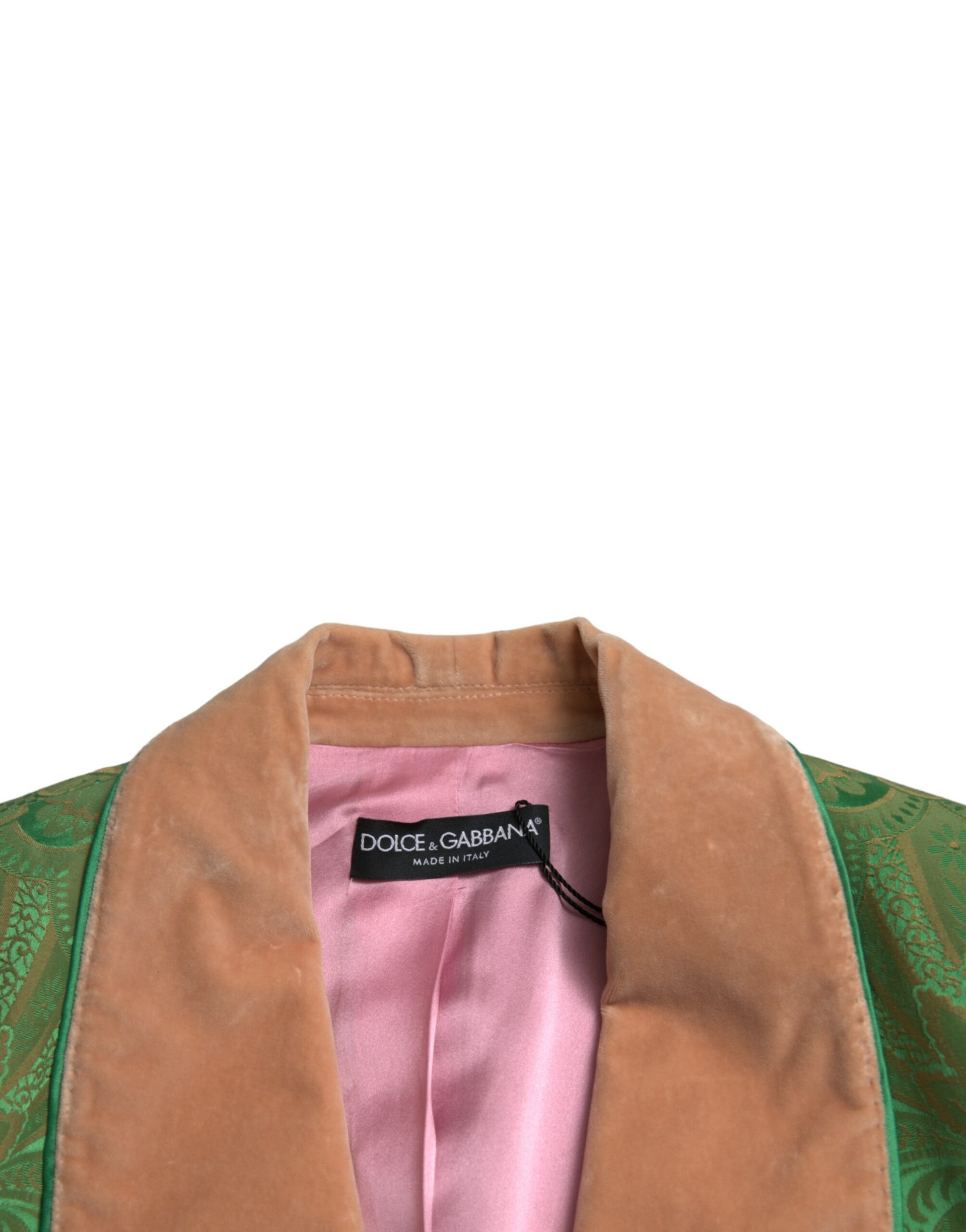 Grüne, zweireihige Manteljacke mit Blumenmuster
