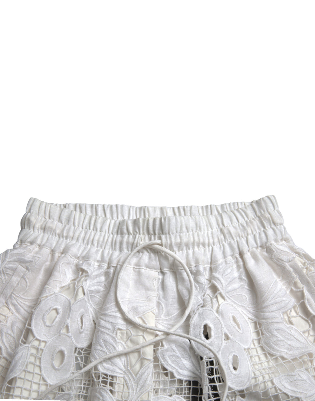 Weiße Bermudashorts aus Baumwolle mit Cut-outs und hoher Taille