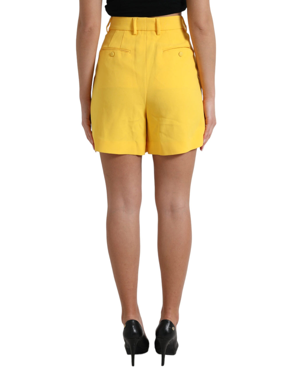 Gelbe Bermudashorts aus Viskose mit hoher Taille
