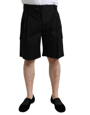 Schwarze Cargo-Bermudashorts aus Baumwollstretch
